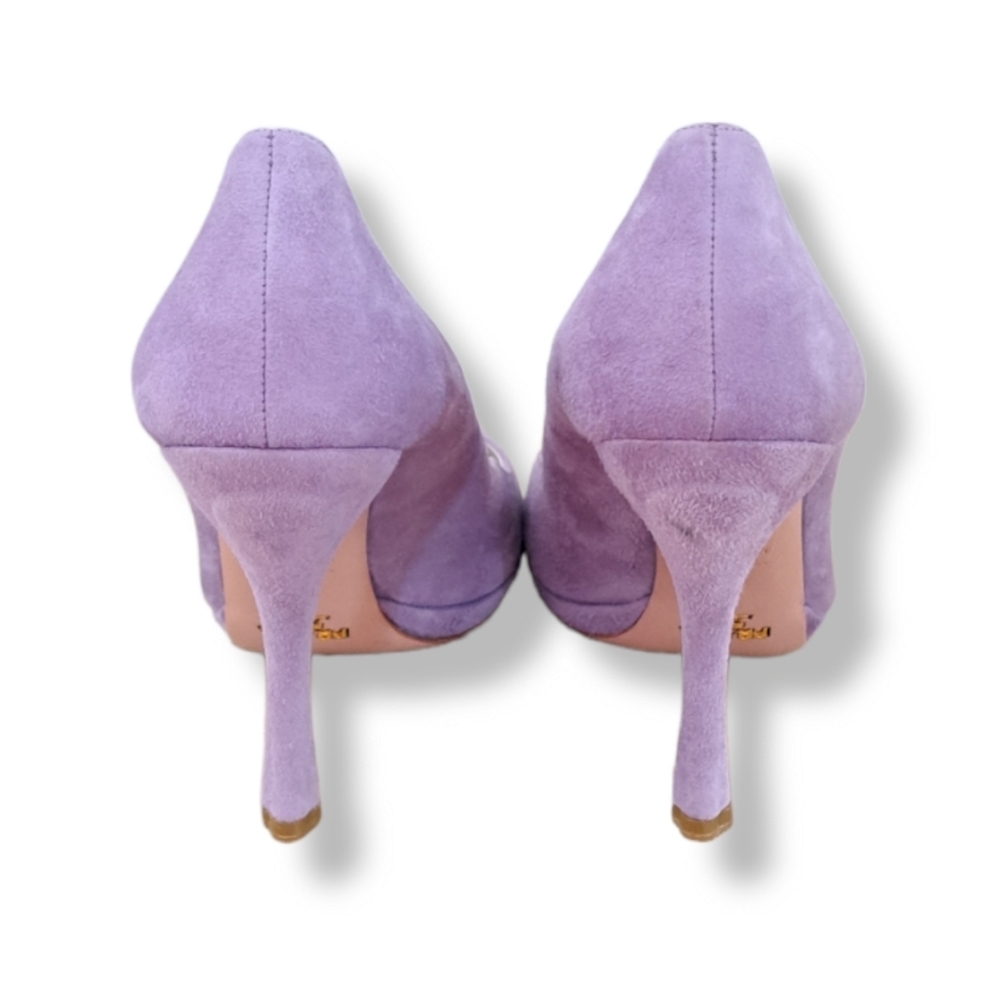 PRADA Leather Scalloped Heels in Lavander - Picture 3 of 13